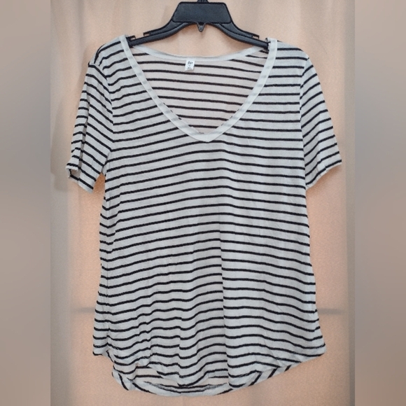 BP Medium Black/White Striped Short Sleeve T-Shirt - Picture 1 of 2